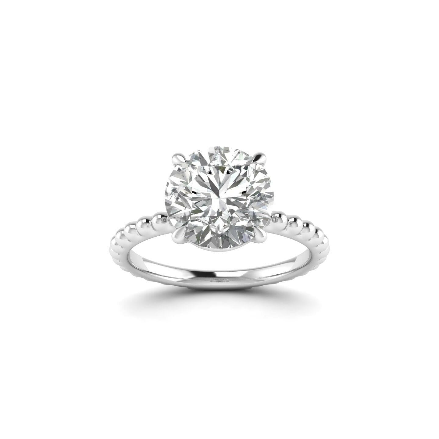 White Gold Studded 3 Carat Lab Grown Diamond Ring- F Color VVS2 Clarity.
